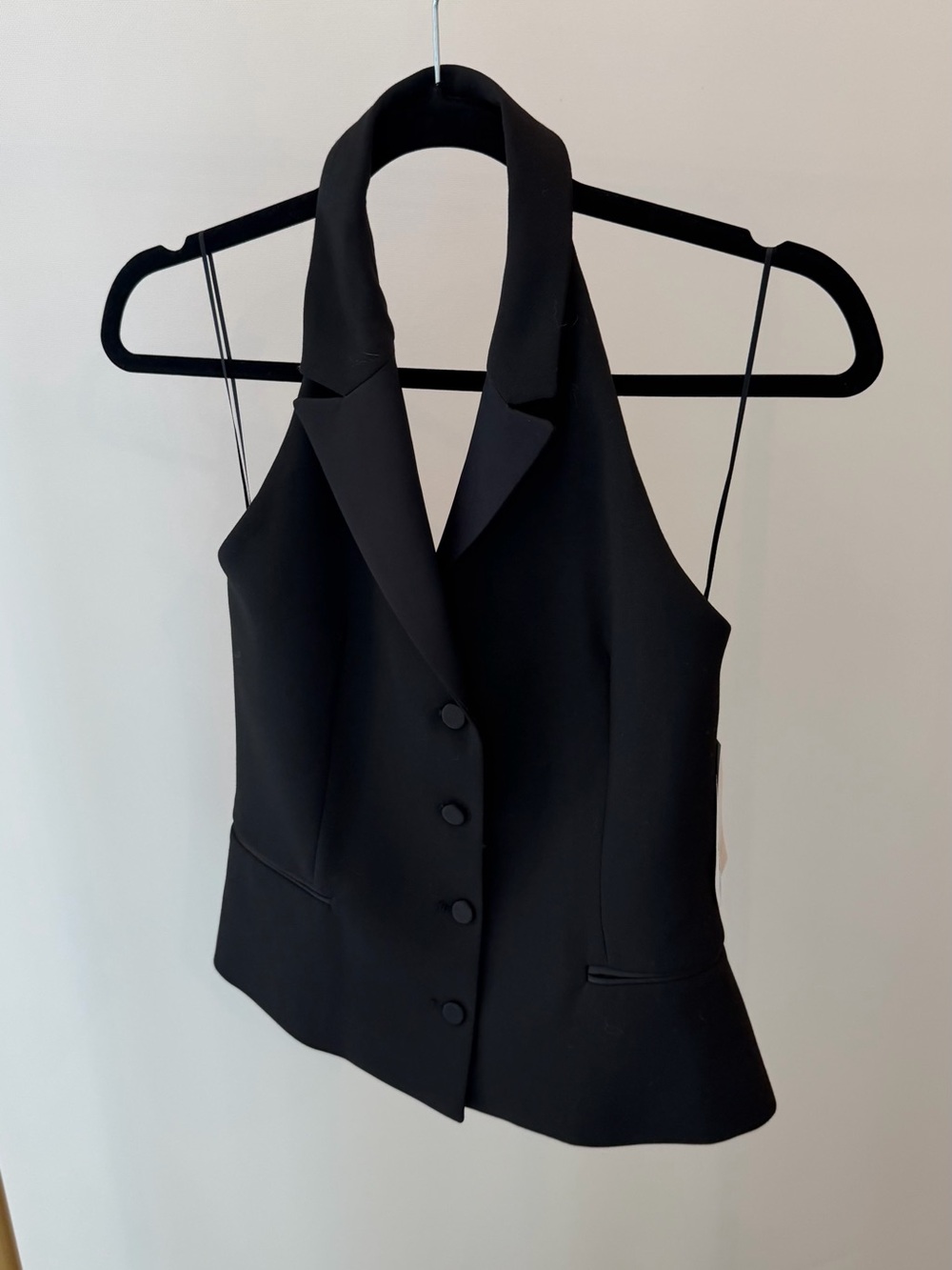 Zara Black Halter Tailored Tuxedo Top